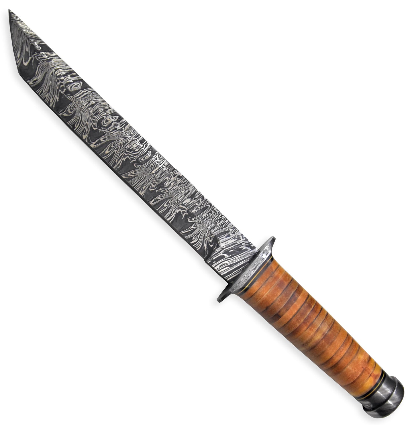 Damascus Hunting Knife Custom Hammered Damascus Steel Tactical Tanto Knife, Leather gifts Fixed Blade Knife Perfect Gift For Him